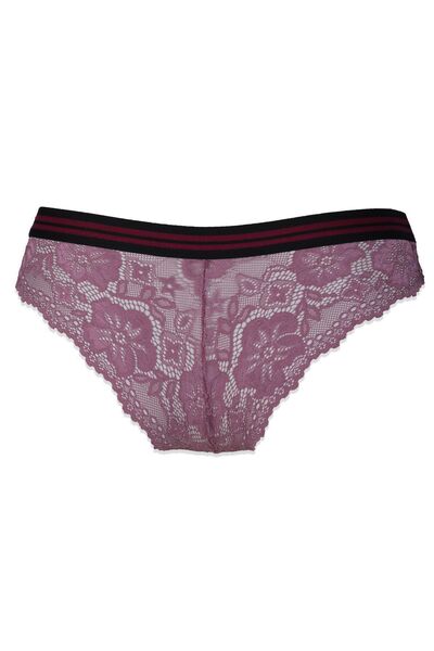 koza iç giyim Women's 3-Piece Striped Elastic Lace Panties
