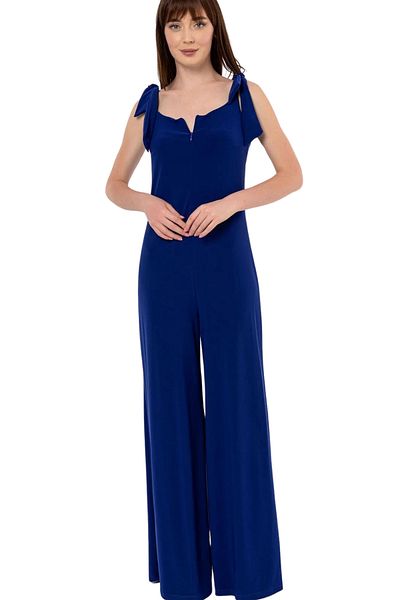 Laranor Sax Shoulder Tie Front Zip Jumpsuit