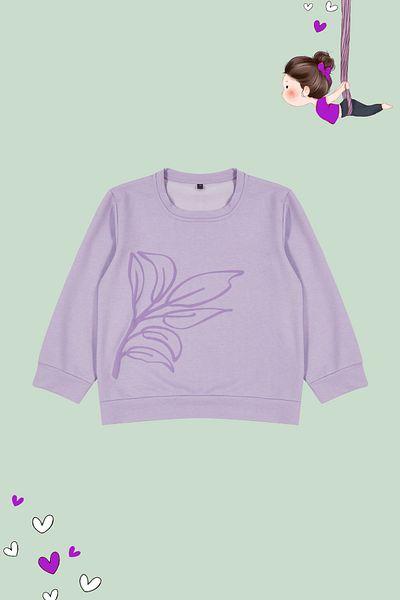 TRENDYOLKIDS Lilac Girl's Thin Floral Patterned Seasonal Knitted Sweatshirt - Tkdaw25sw00001