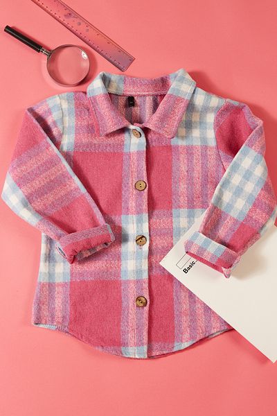 TRENDYOLKIDS Kockás mintás fukszia színű lány ing - TKDAW25GO00004