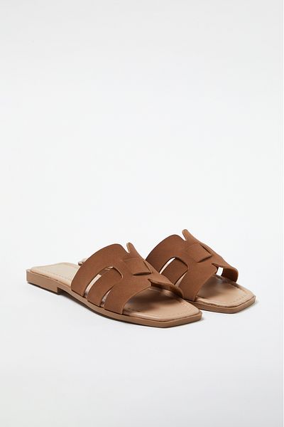 TRENDYOL SHOES Lässige Damenhausschuhe – Einzelband, Hellbraun, TAKSS24TE00010