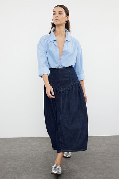 Trendyol Collection Sötétkék Maxi farmerszoknya TWOAW25ET00036