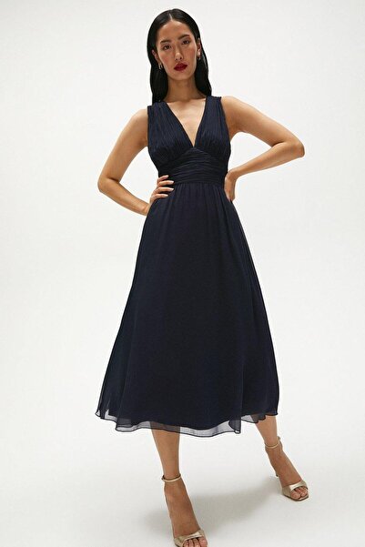 Coast V-Neck Crinkle Chiffon Midi Dress - ACC00855