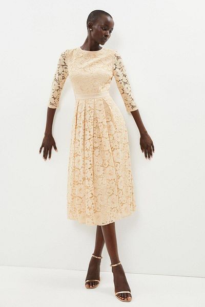 Coast BCC01826 Model Lace Pleated Fit Flare Dress