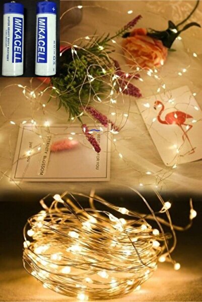 DDPEST Pil Ile Çalışan Dekoratif 5 Metre Peri Led Işık Sarı Işık Çok Amaçlı A...