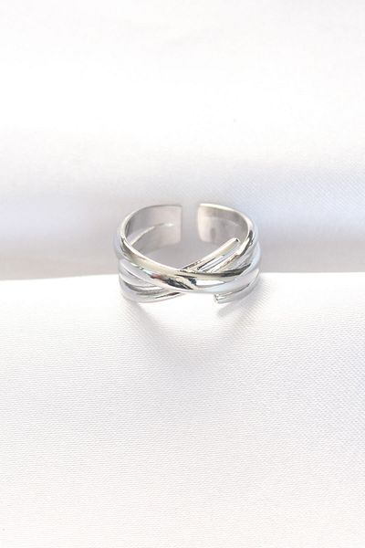Moka Shopin Silver Color Adjustable Thick Ring