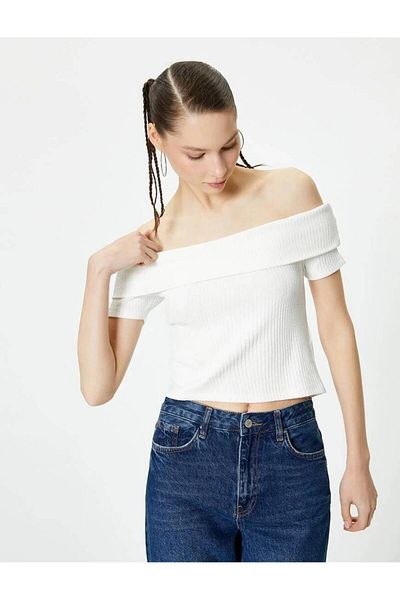 Koton Damen-T-Shirt in Ecru – Modell 4sal10803ık