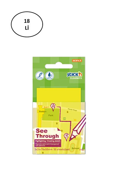 Gıpta Neon Yellow 50 Sheets - Transparent Postit 76X51 Translucent