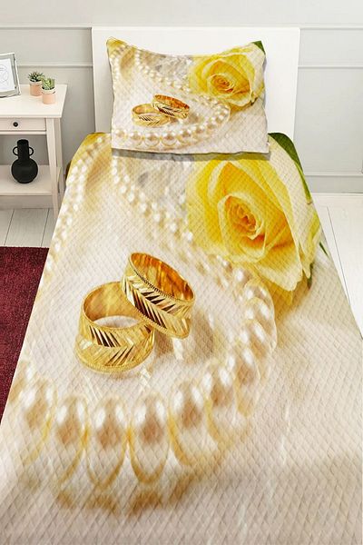 3D ELSE HALI Yellow Rose Patterned Rings and Decorative Pique Set - Single