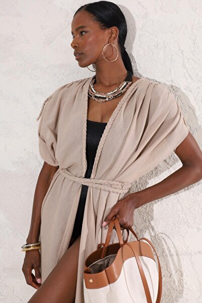 5in1Canpolat Μποέμ μπεζ κιμονό