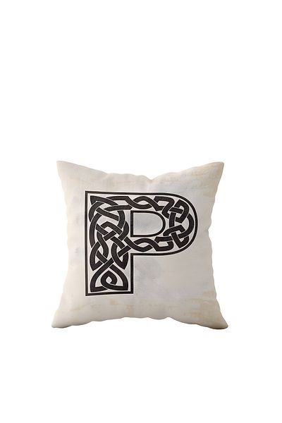on the clouds Letter P Beige One Side Printed Hidden Zipper Decorative Pillow Case Throw Pillow Case Pillowcase