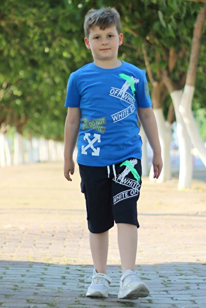 PANİO KİDS Off White Text Štampano Kapri muška Set gornjeg i donjeg dela