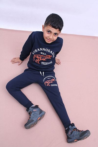 PANİO KİDS Σετ φόρμας Team Dino Printed Boy's Bottom-Top Navy Blue