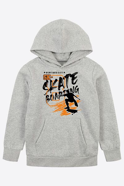 panios kids Черно-сив суичър с джоб и качулка за момчета от 2 части Street Style-Skate Boarding