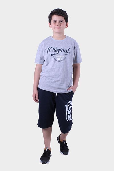 panios kids PANİOS KİDS 3-PACK BOY T-SHIRT-CAPRY PRINTED BOTTOM-TOP SET