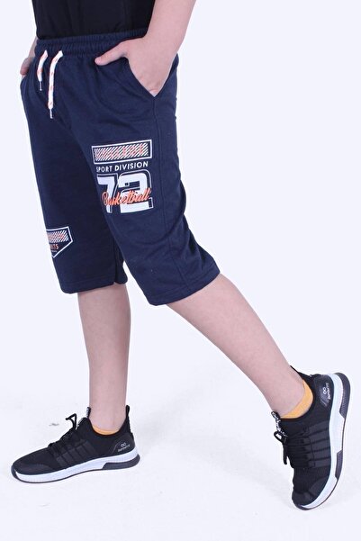 PANİO KİDS Champion Spirits Printed Wide Leg Detailed Boy's Navy Blue Capri