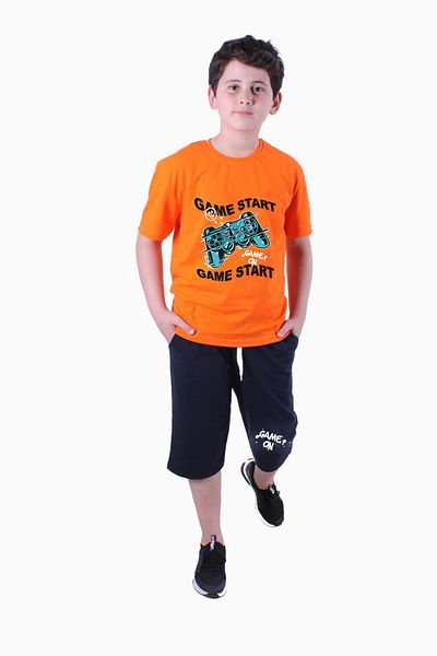panios kids Boy's T-shirt and Capri - Printed Top and Bottom Set