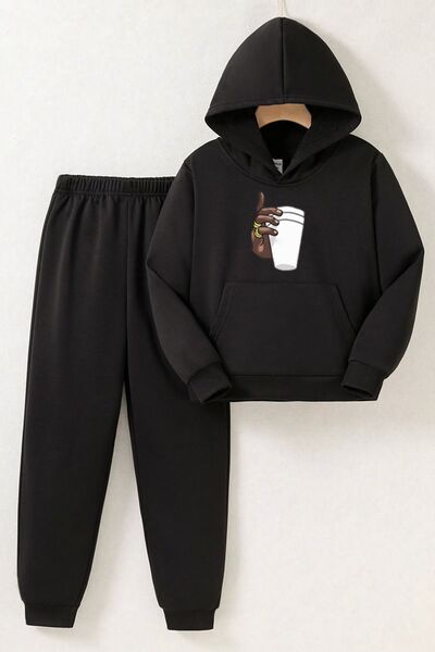 panios kids بدلة رياضية بجيب كانجارو مطبوعة للأولاد من بانيوس كيدز