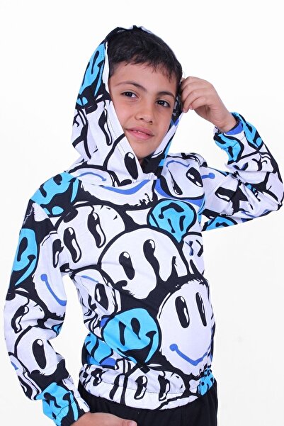 PANİO KİDS Emoji Desenli Kapşonlu Unisex Sweatshirt