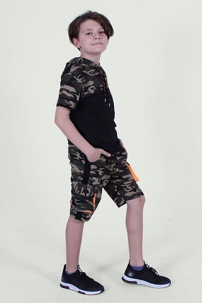 PANİO KİDS Patterned-printed Boy's Top-bottom Capri Set