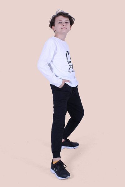 PANİO KİDS Set unisex alb-negru cu mânecă lungă cu model Moon Star imprimat Ataturk și semnătură