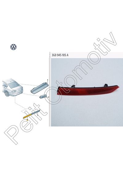 OEM Passat B8 Bumper Reflector Left External 3g0945105a