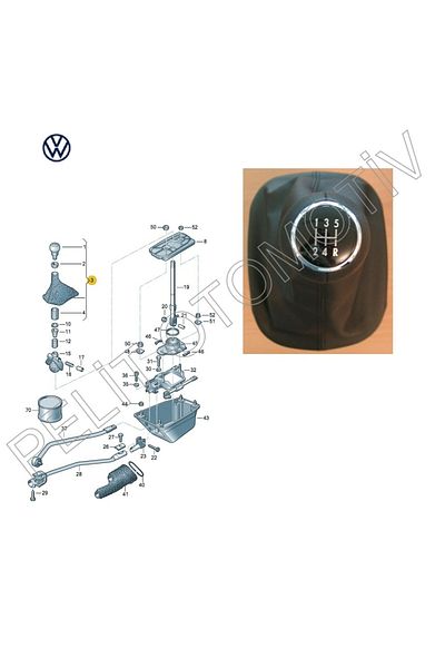OEM Passat B5 (1997-2005) Gear Shift Knob and Gaiter 3b0711113j 1-5,r
