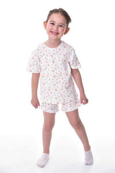 bunny hopp 100% Cotton Interlock Fabric for Girl - Health-Sensitive Short Sleeve Pajamas Set with Shorts