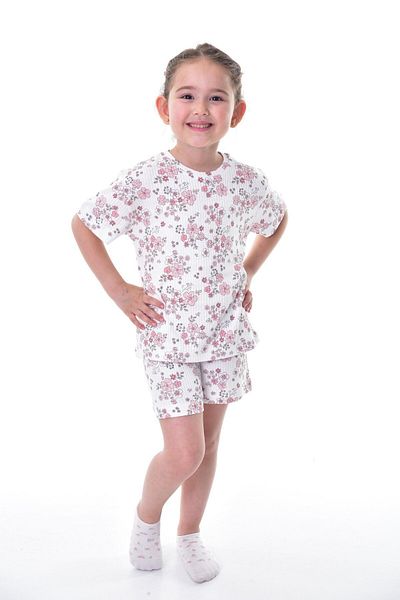bunny hopp Set de lenjerie de dormit pentru fete, 100% bumbac, țesătură interlock, cu mâneci scurte