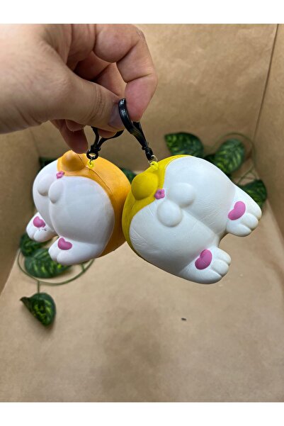 Meyra Accessories 1adet Sevimli Kedi Poposu Squishy Anahtarlık Araba Çanta Sü...