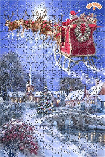 Teona Ahşap Yılbaşı gecesi Dekoratif Çift Katlı Çerçeveli Asılabilir Ahşap Puzzle 250 PARÇA 30X30
