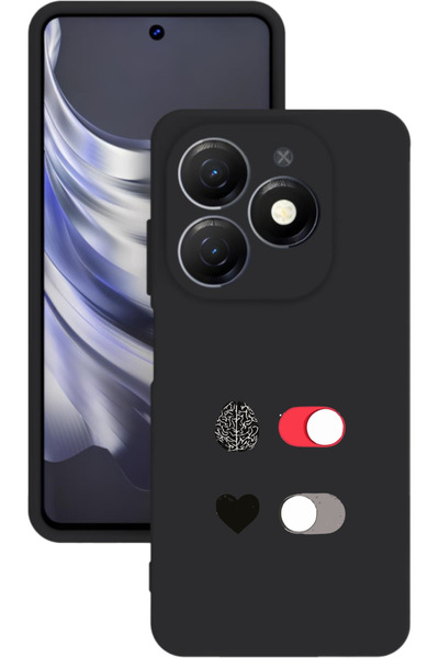 TECNO Spark GO 2024 Baskılı ve Kamera Korumalı Siyah Renk Silikon Kılıf