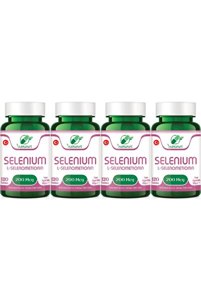 Yurdavit سيلينيوم 200 ميكروجرام - 120 قرص L- سيلينوميتيونين مكمل سيلينيوم 4X1...