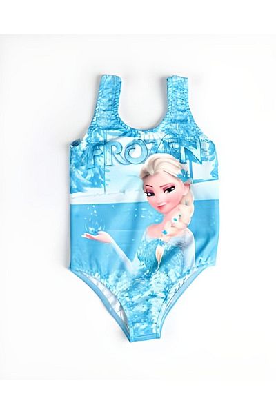 Gülersan Tekstil Girl's Swimsuit Frozen Digital Printed Sea Pool Swimsuit