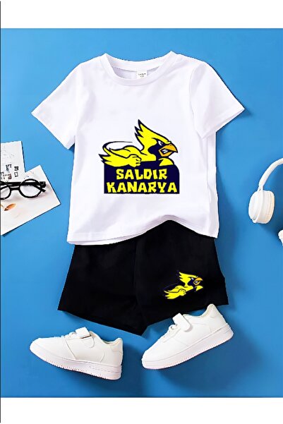 FRİENDS KİDS Çocuk Kanarya  Baskılı Şort-Tişört Takımı