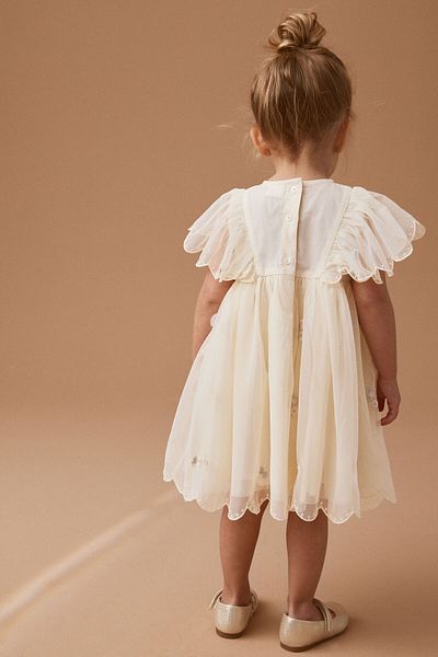 Next Baby Cream Embroidered Network Party Dress Special Occasion Dress