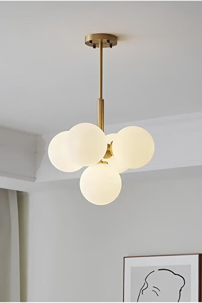 burenze Modern Avize Glop Balon Camlı Cloudy Avize Eskitme Gold Sarı Şık Görsellik Katar