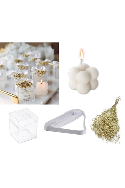 Çemrek Süs Parti Evde Nikah Şekeri Yapımı Malzemesi 50 Adet Mika Kutu Bubble ...