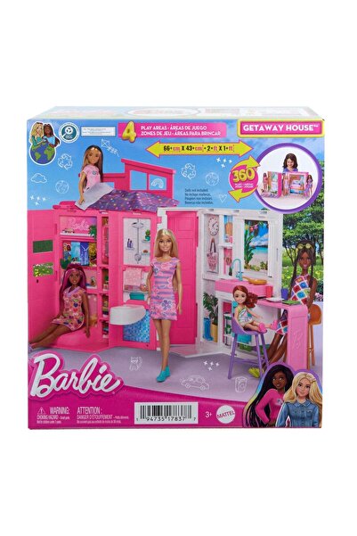 Barbie 'nin Yeni Portatif Evi 2024, 4 Oyun Alanı Ve 11 Dekorasyon Bebek Evi Oyun Seti
