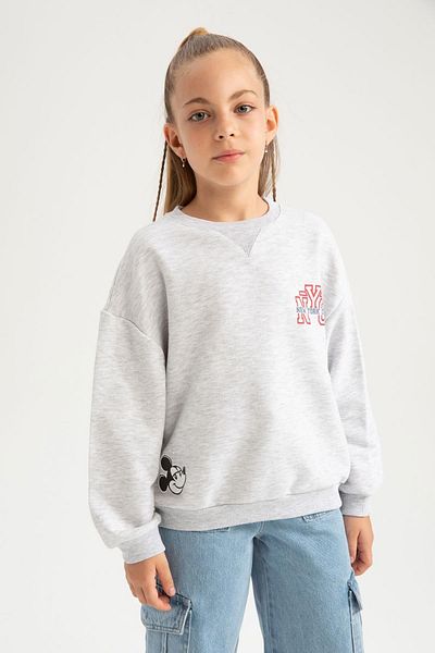 DeFacto Disney Mickey & Minnie Oversize Girl's Sweatshirt - Crew Neck A5603a823au