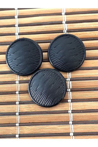 ODDA TASARIM ATÖLYESİ Large Size Black Leather Look 3 Button Set - 44 Size