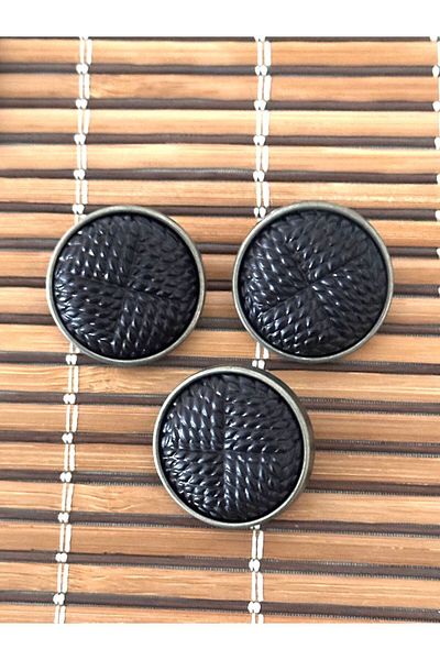 ODDA TASARIM ATÖLYESİ Black Leather Look 3-Piece Button Set - Coat, Jacket and Throw Pillow (48 sizes)