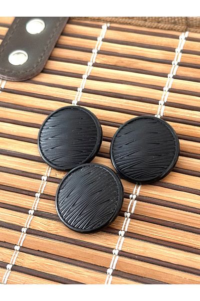 ODDA TASARIM ATÖLYESİ Large Size Black Leather Look 3 Button Set - 44 Size