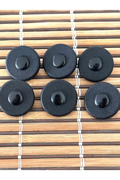 ODDA TASARIM ATÖLYESİ 6-Piece Black Leather Look Button Set - With Apparatus