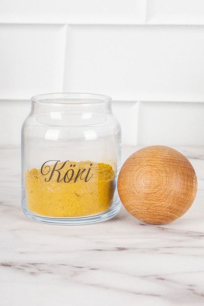 DNS HOME 6-Piece Glass Jar with Lid Spice Jar with Transparent Label Storage Container Spice Set 300 ml