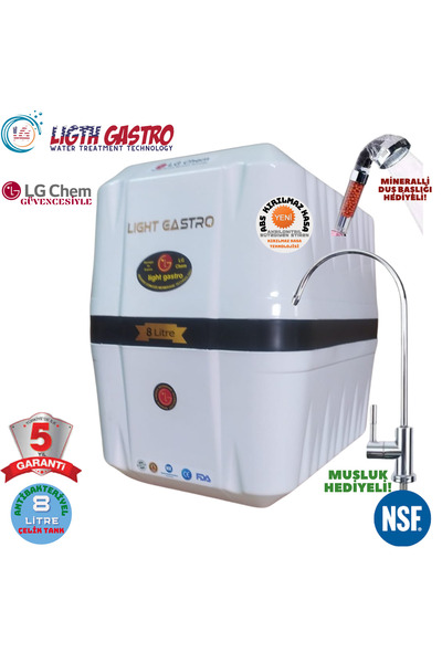 light gastro Premium 8 lt Gümüş İyon Tatlandırıcılı Su Arıtma Cihazı
