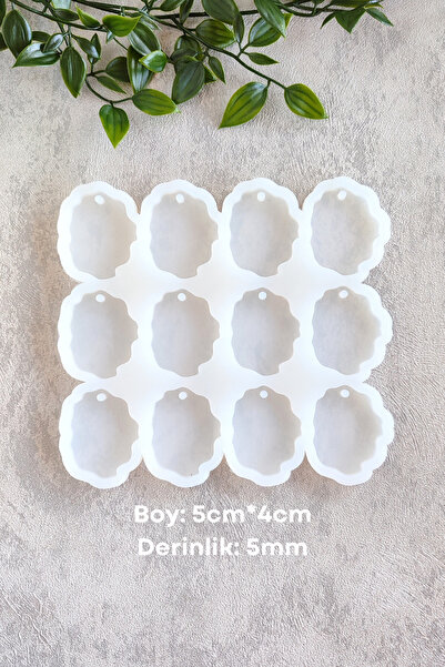 By Shesel Epoksi Kalıp Dalgalı Oval Anahtarlık Delikli 12'li Set Epoksi Reçin...