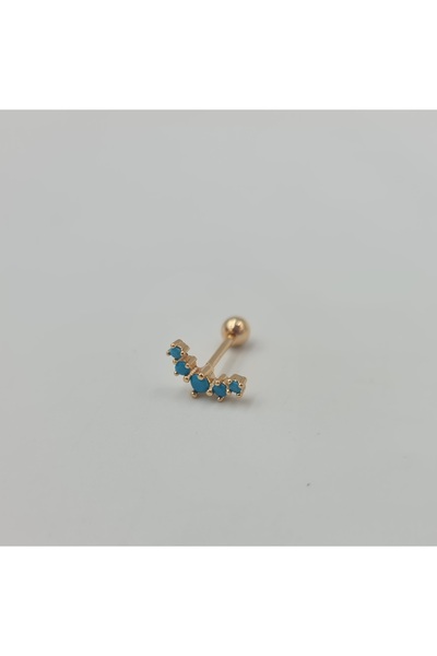 SE Jewellery Mavi Taşlı Zigzag Baget Cerrahi Çelik  Küpe Tragus Helix Kıkırda...