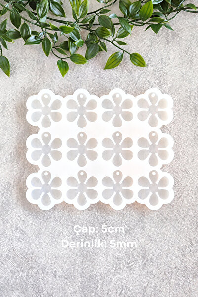 By Shesel Epoksi Kalıp Çiçek Anahtarlık Delikli 12'li Set Epoksi Reçine Silik...