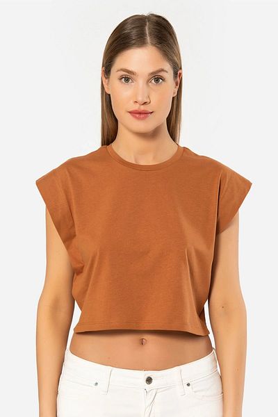 TÜREN Γυναικείο αμάνικο Crop T-shirt - 100% βαμβάκι, βάτα εμφάνιση